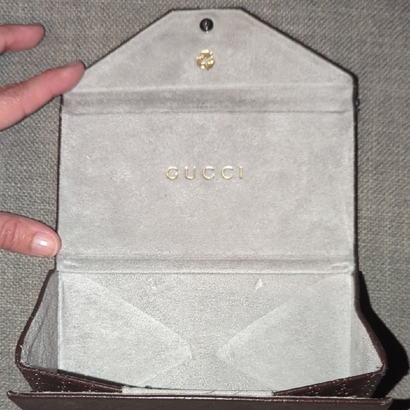 Gucci Dark Brown Embossed Sunglass Case - Picture 6 of 7